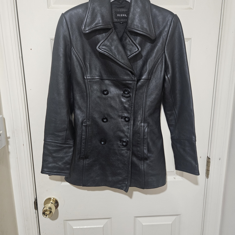 GUESS Vintage Women's Black Leather Jacket Sz S